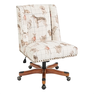 linon draper upholstered armless walnut base office swivel chair