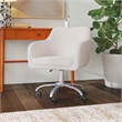 Linon Colton Adjustable Upholstered Office Chair with Wheels in Natural Sherpa