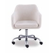 Linon Colton Adjustable Upholstered Office Chair with Wheels in Natural Sherpa