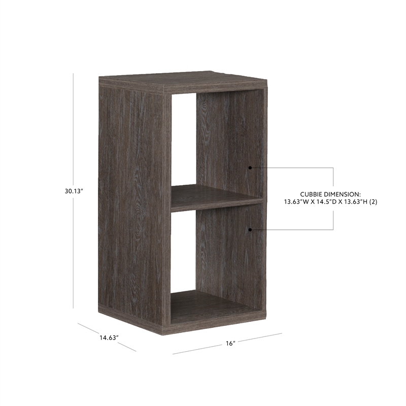 Linon Lane Two Cubby Open Back Storage Cabinet in Gray Wood