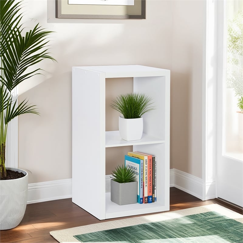 Linon Lane Two Cubby Open Back Storage Cabinet in White Wood