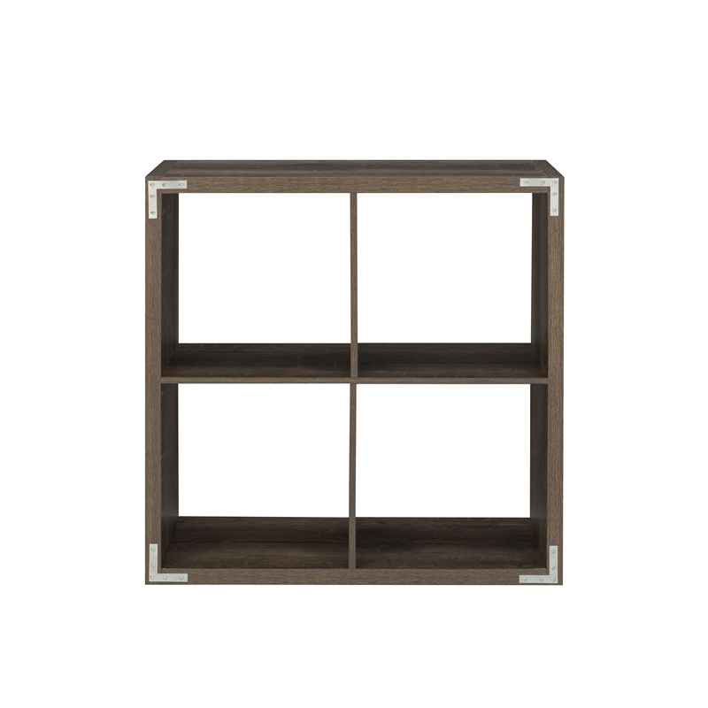 Linon Lane Four Cubby Storage Cabinet with Open Back in Gray Wood