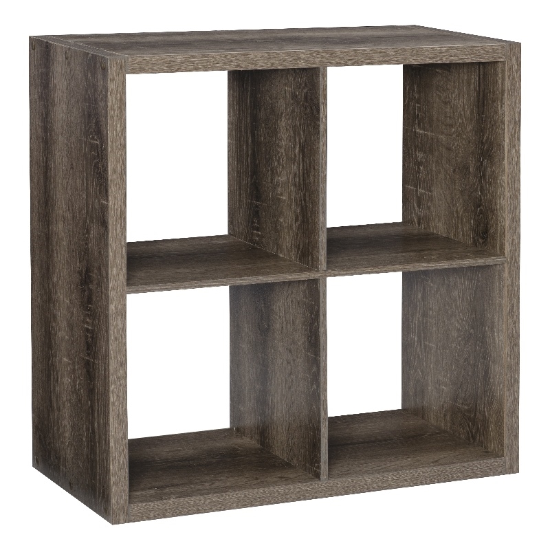 Linon Lane Four Cubby Storage Cabinet with Open Back in Gray Wood
