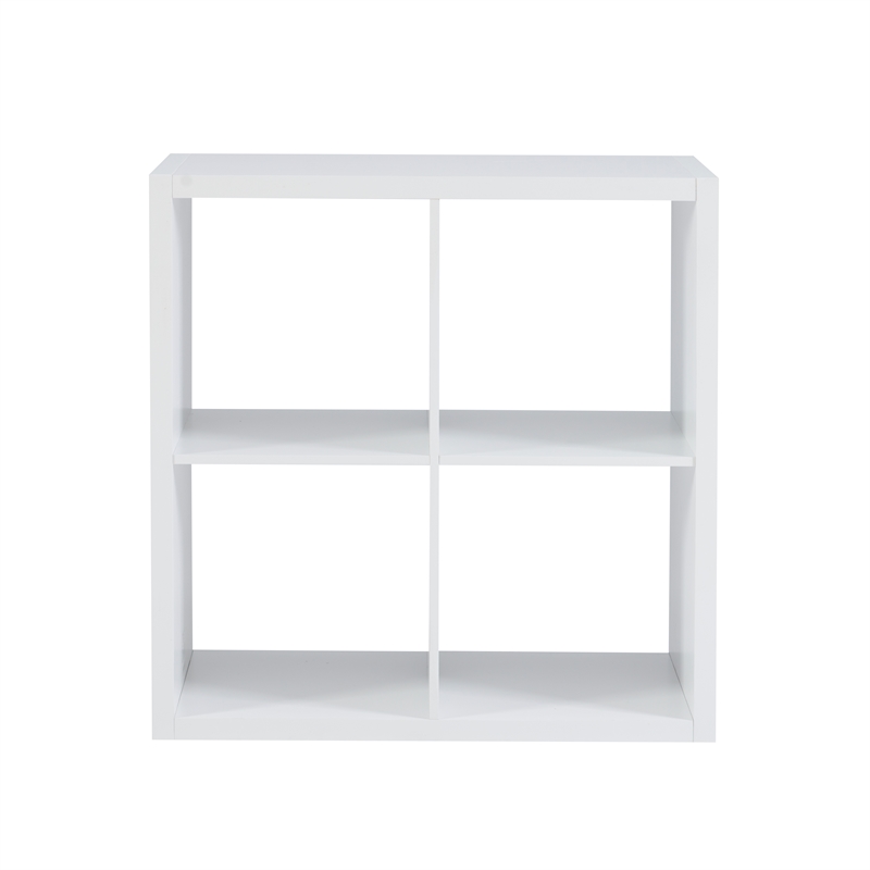 Linon Lane Four Cubby Open Back Storage Cabinet in White Wood