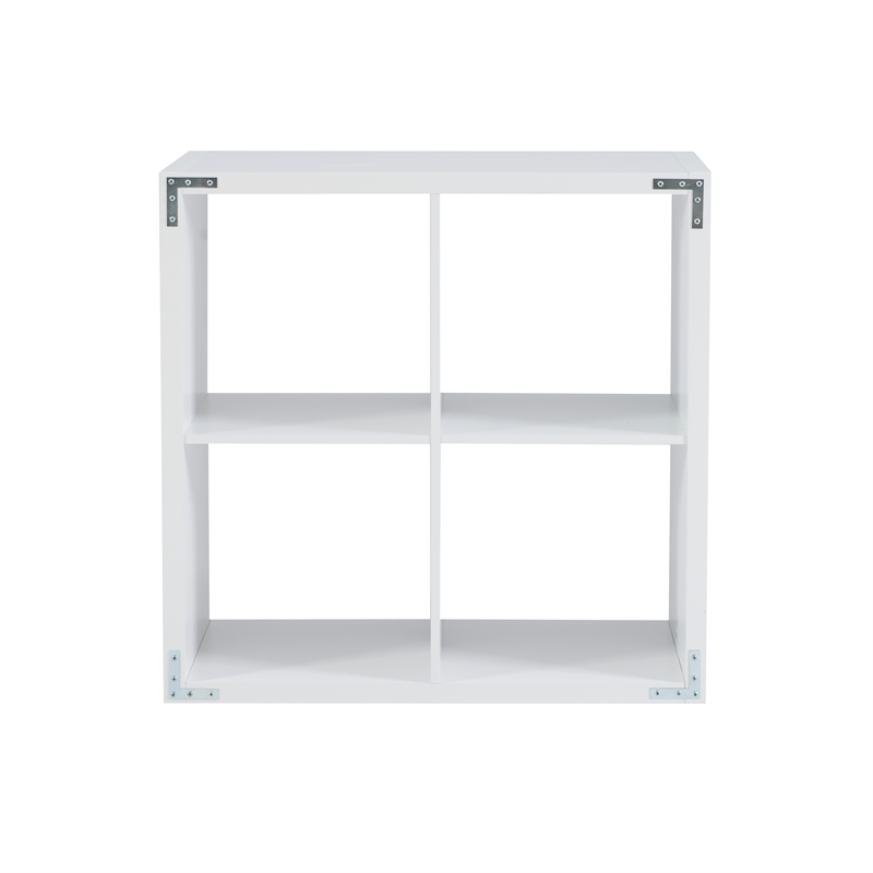 Linon Lane Four Cubby Open Back Storage Cabinet in White Wood