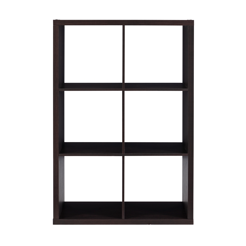 Linon Lane Six Cubby Open Back Storage Cabinet in Espresso Wood