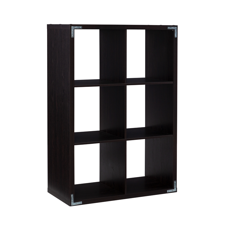 Linon Lane Six Cubby Open Back Storage Cabinet in Espresso Wood