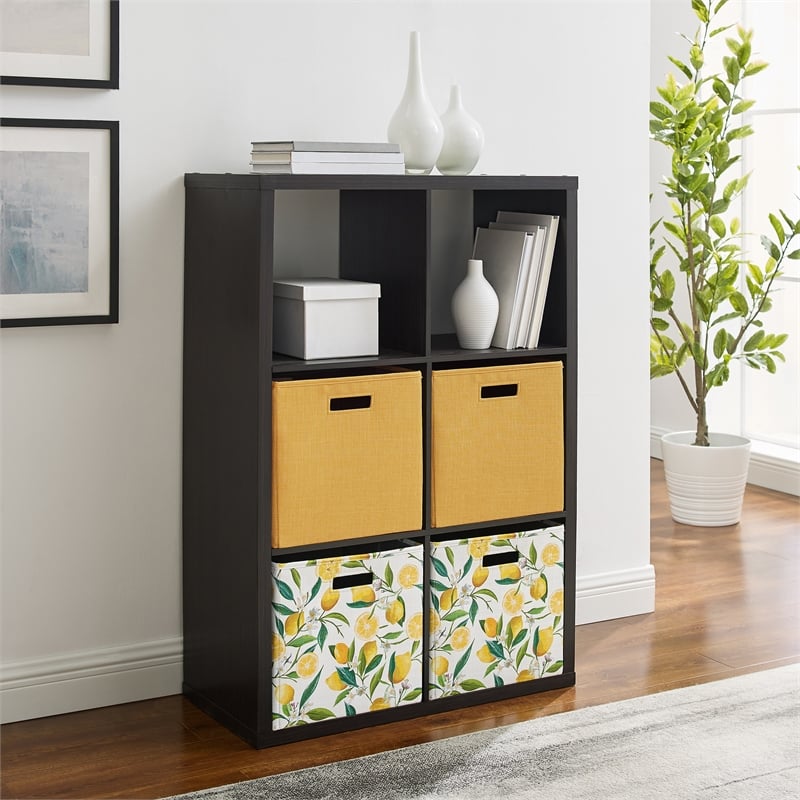 Linon Lane Six Cubby Open Back Storage Cabinet in Espresso Wood