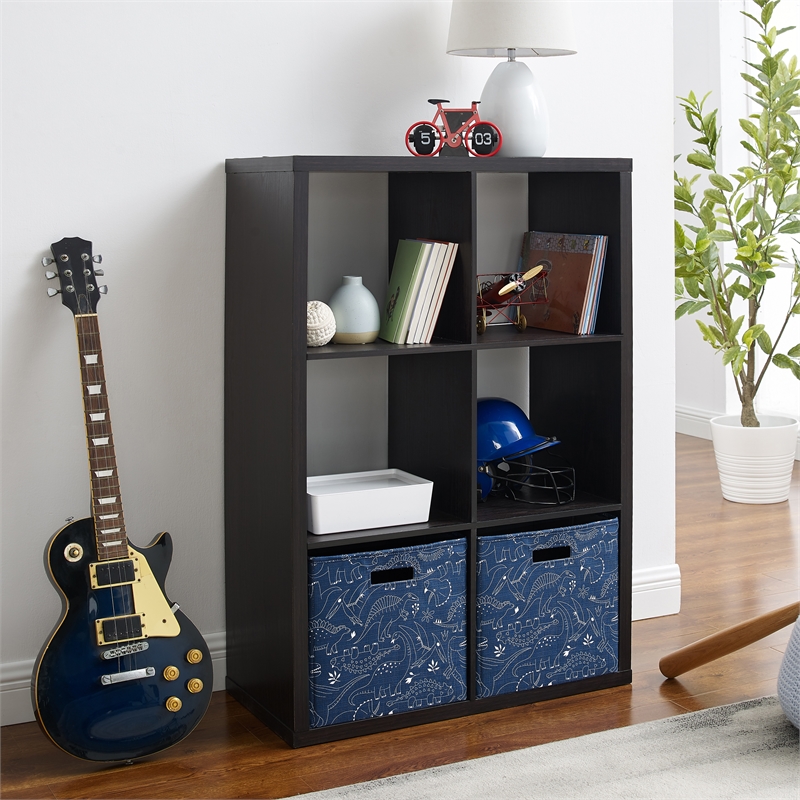 Linon Lane Six Cubby Open Back Storage Cabinet in Espresso Wood
