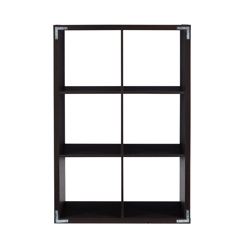 Linon Lane Six Cubby Open Back Storage Cabinet in Espresso Wood