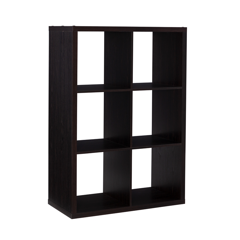 Linon Lane Six Cubby Open Back Storage Cabinet in Espresso Wood