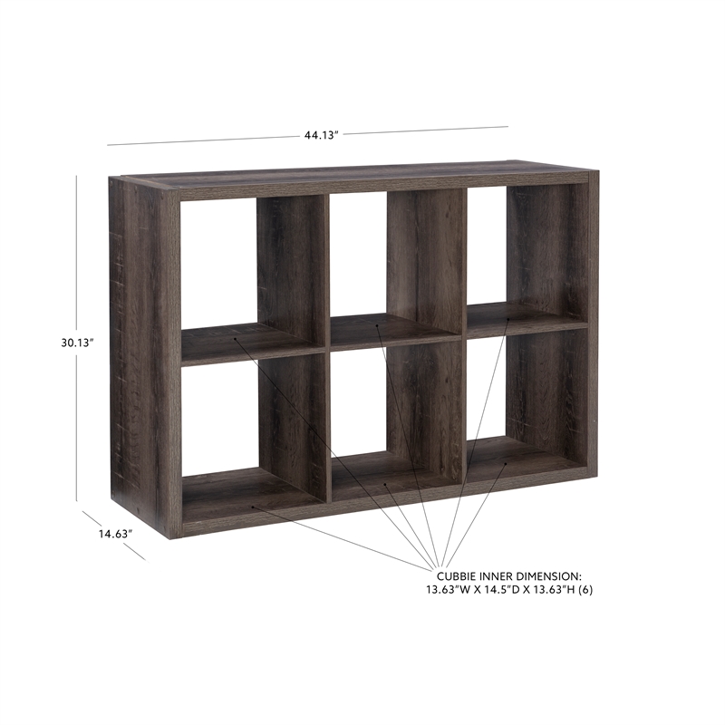 Linon Lane Six Cubby Open Back Storage Cabinet in Gray Wood