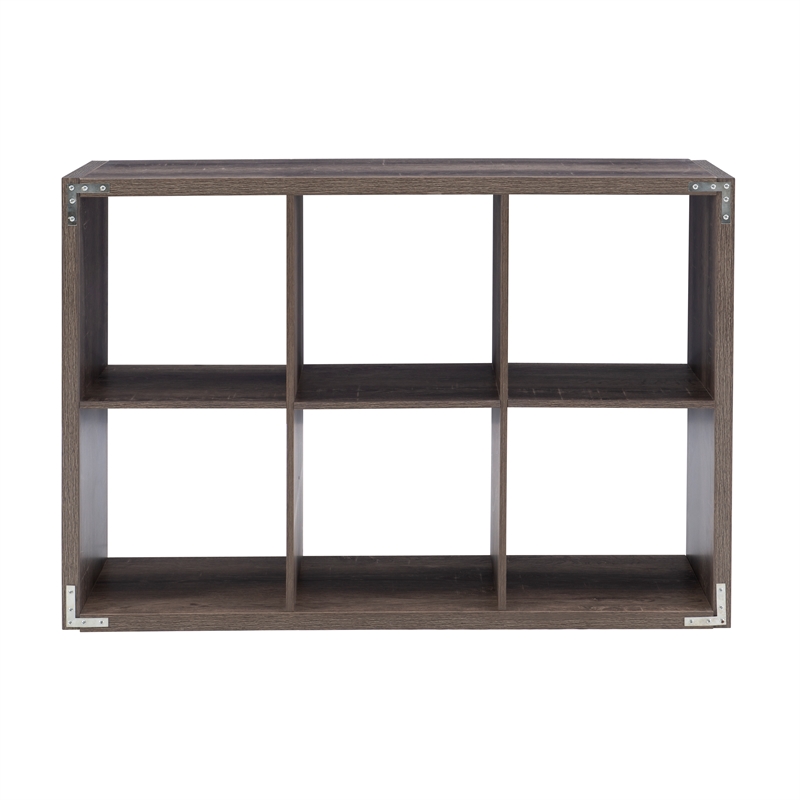 Linon Lane Six Cubby Open Back Storage Cabinet in Gray Wood