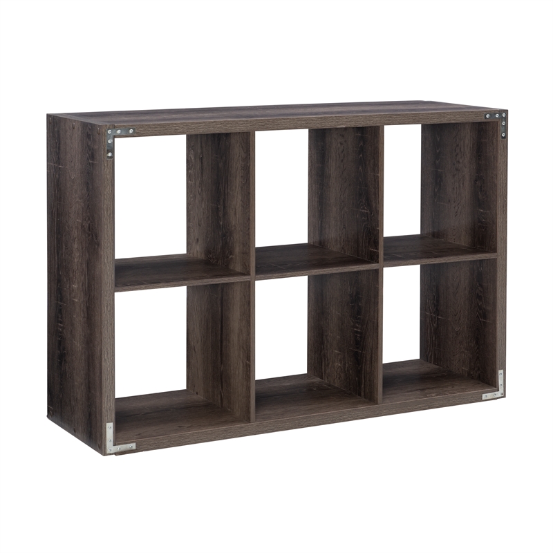 Linon Lane Six Cubby Open Back Storage Cabinet in Gray Wood