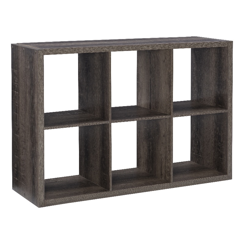 Linon Lane Six Cubby Open Back Storage Cabinet in Gray Wood