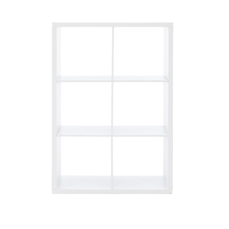 Linon Lane Six Cubby Open Back Storage Cabinet in White Wood