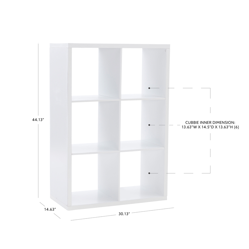 Linon Lane Six Cubby Open Back Storage Cabinet in White Wood