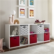 Linon Lane Six Cubby Open Back Storage Cabinet in White Wood