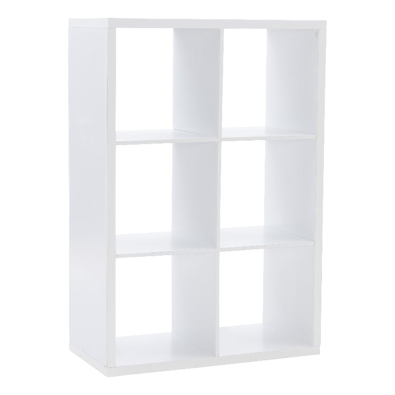 Linon Lane Six Cubby Open Back Storage Cabinet in White Wood