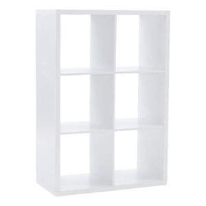 Linon Lane Six Cubby Open Back Storage Cabinet in White Wood