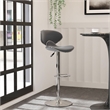 Linon Chrome Faux Leather Round Back Swivel Adjustable Gaslift Barstool in Gray