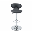 Linon Chrome Faux Leather Round Back Swivel Adjustable Gaslift Barstool in Gray