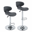 Linon Chrome Faux Leather Round Back Swivel Adjustable Gaslift Barstool in Gray