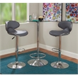 Linon Chrome Faux Leather Round Back Swivel Adjustable Gaslift Barstool in Gray