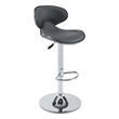 Linon Chrome Faux Leather Round Back Swivel Adjustable Gaslift Barstool in Gray