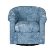 Linon Rhea Fully Upholstered Coastal Swivel Club Chair in Blue Seashell Pattern