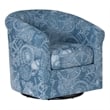 Linon Rhea Fully Upholstered Coastal Swivel Club Chair in Blue Seashell Pattern