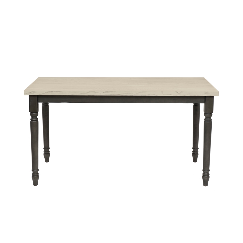 Linon Willow 2 Tone Dining Table in Smokey White and Dark Gray Stained Wood