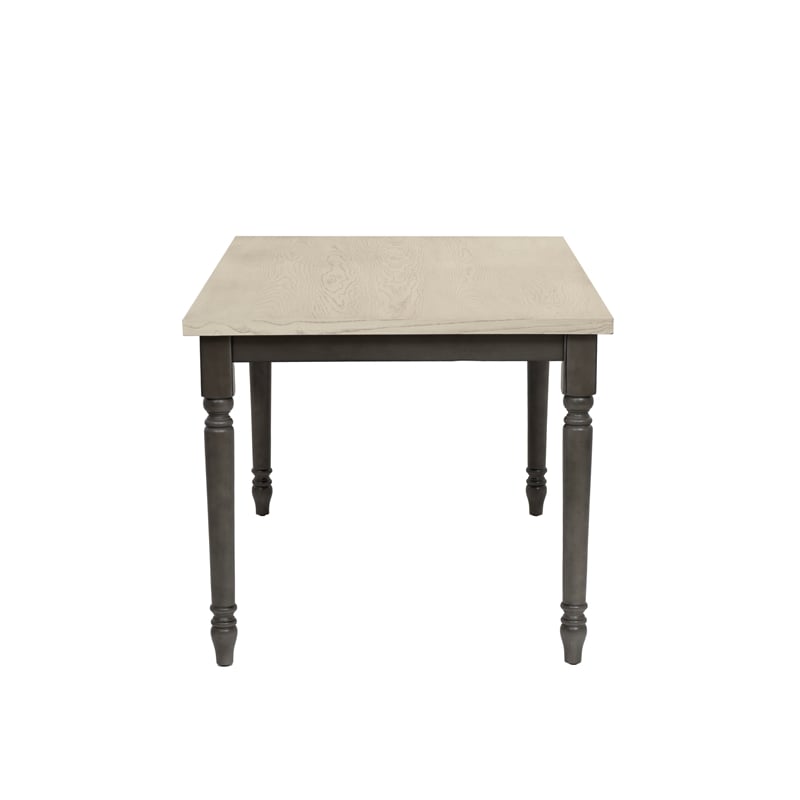 Linon Willow 2 Tone Dining Table in Smokey White and Dark Gray Stained Wood