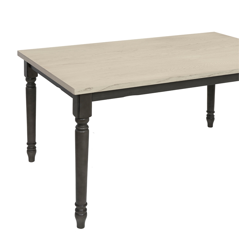 Linon Willow 2 Tone Dining Table in Smokey White and Dark Gray Stained Wood