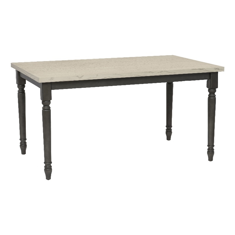 Linon Willow 2 Tone Dining Table in Smokey White and Dark Gray Stained Wood