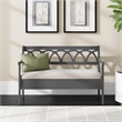 Linon Elliana Storage Bench Beige Padded Seat Cutout Back Design in Gray Wood