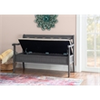 Linon Elliana Storage Bench Beige Padded Seat Cutout Back Design in Gray Wood