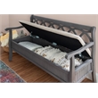 Linon Elliana Storage Bench Beige Padded Seat Cutout Back Design in Gray Wood
