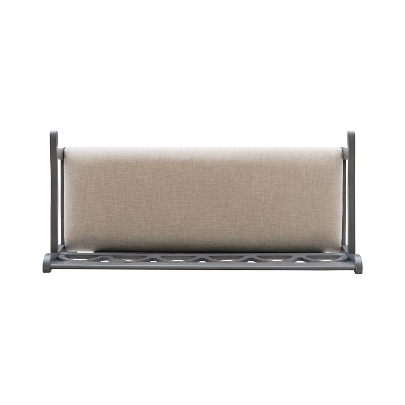 Linon Elliana Storage Bench Beige Padded Seat Cutout Back Design in Gray Wood