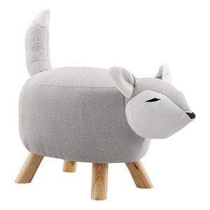 linon farris the fox wood upholstered stool in gray