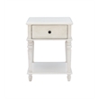 Linon Mavis Side Accent Table with Drawer and Shelf in Rustic White Wood