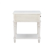 Linon Mavis Side Accent Table with Drawer and Shelf in Rustic White Wood