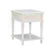Linon Mavis Side Accent Table with Drawer and Shelf in Rustic White Wood