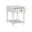 Linon Mavis Side Accent Table with Drawer and Shelf in Rustic White Wood