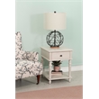 Linon Mavis Side Accent Table with Drawer and Shelf in Rustic White Wood