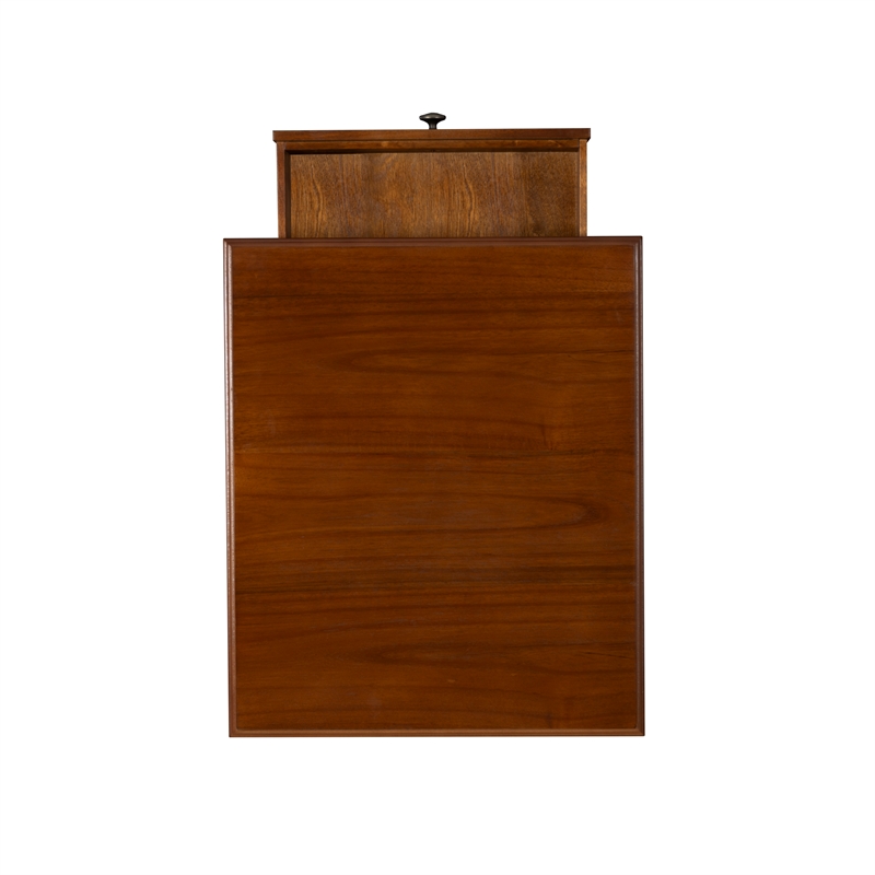 Linon Mavis Wood Side Table with Drawer and Shelf in Hazelnut Brown