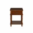 Linon Mavis Wood Side Table with Drawer and Shelf in Hazelnut Brown
