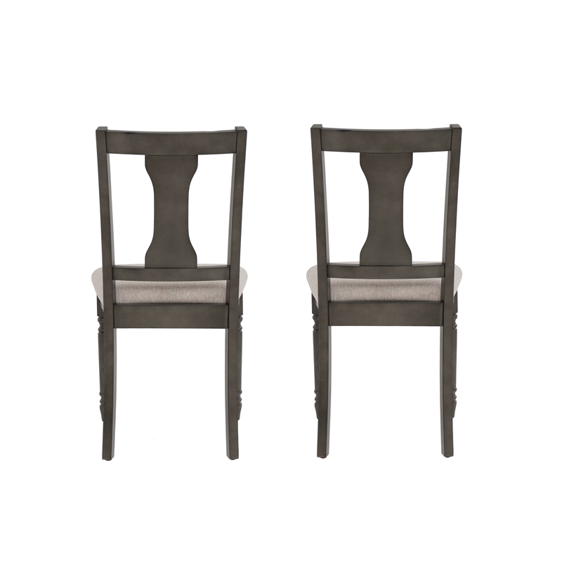 Linon Willow Set of Two Upholstered Dining Side Chairs in Gray Wood