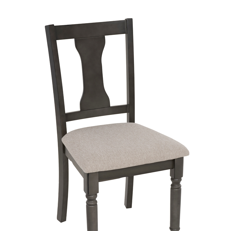 Linon Willow Set of Two Upholstered Dining Side Chairs in Gray Wood