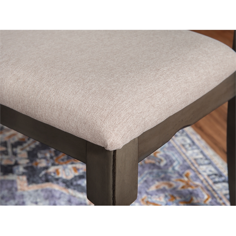 Linon Willow Set of Two Upholstered Dining Side Chairs in Gray Wood
